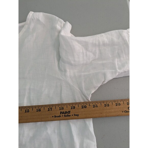 Camille & Co. Small White Linen bell Sleeve Tunic Top Lagenlook - Picture 4 of 6